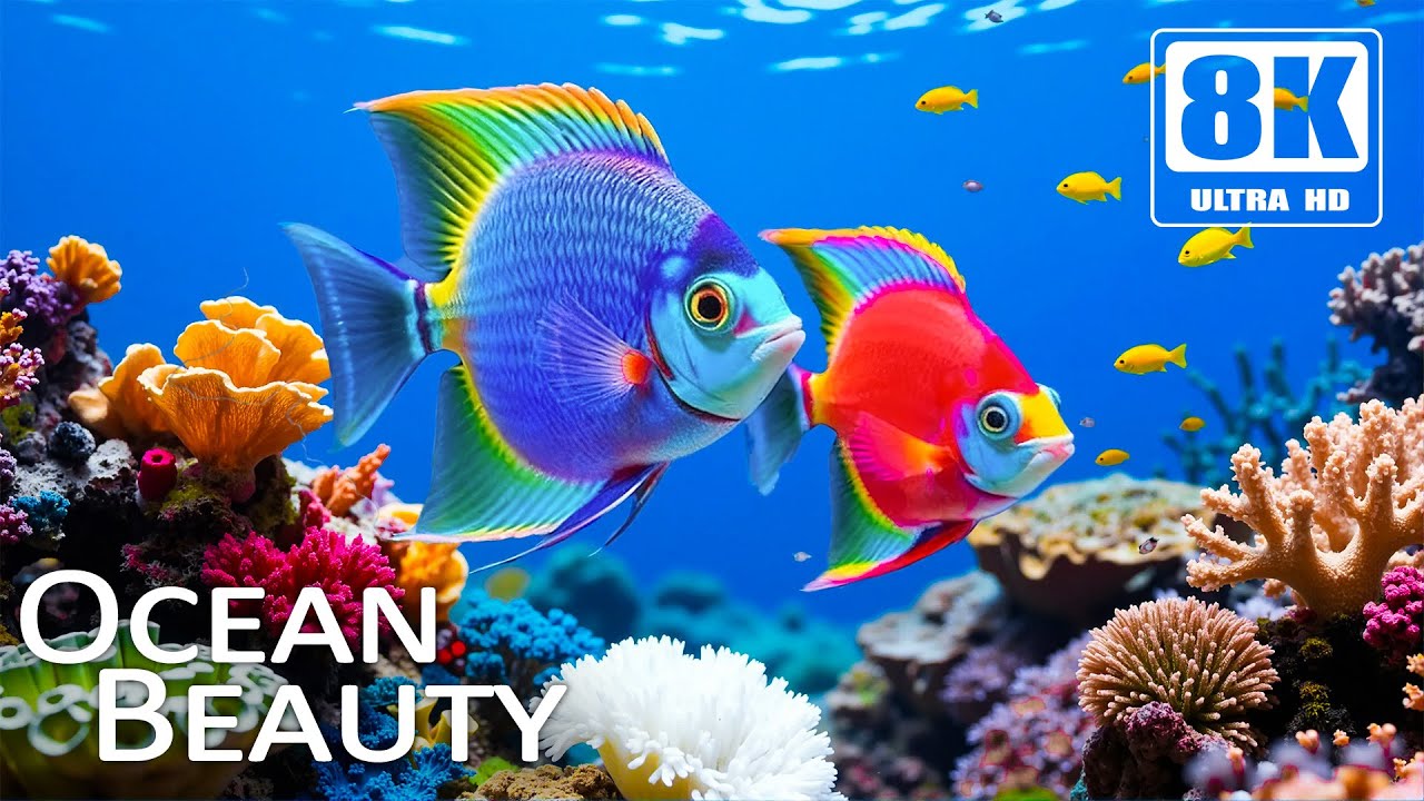 🌊 8K Ocean Wonderland - Vibrant Coral Reefs, Exotic Marine Life & Relaxing Music