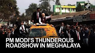 Pm Modis Thunderous Roadshow In Poll-Bound Meghalaya