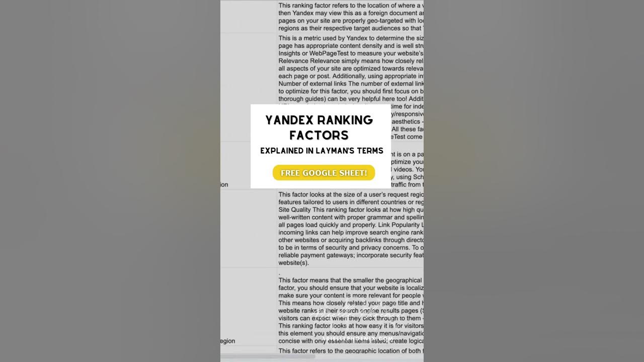 Gpt decoded yandex search ranking factors english youtube