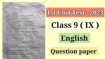 SEBA Class 9 ( IX ) English Question paper 1st Unit Test 2023 || #StudyEarningAssam