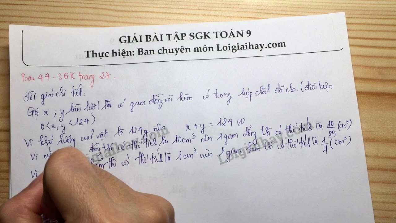 Giải bài 44 trang 27 SGK toán 9 tập 2 - youtube