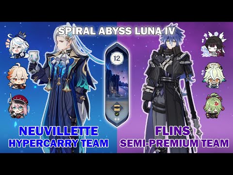 C0 NEUVILLETTE & C0 FLINS | Spiral Abyss Luna IV Floor 12 Perfect 9 Star | Genshin Impact