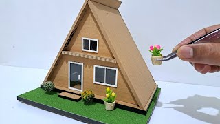 MAKE A MINIATURE TRIANGLE HOUSE FROM CARDBOARD #189 CABIN HOUSE