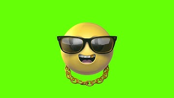 3D Laughing Sun Glasses Face Emoji Loop Green Screen Animation | Royalty-Free