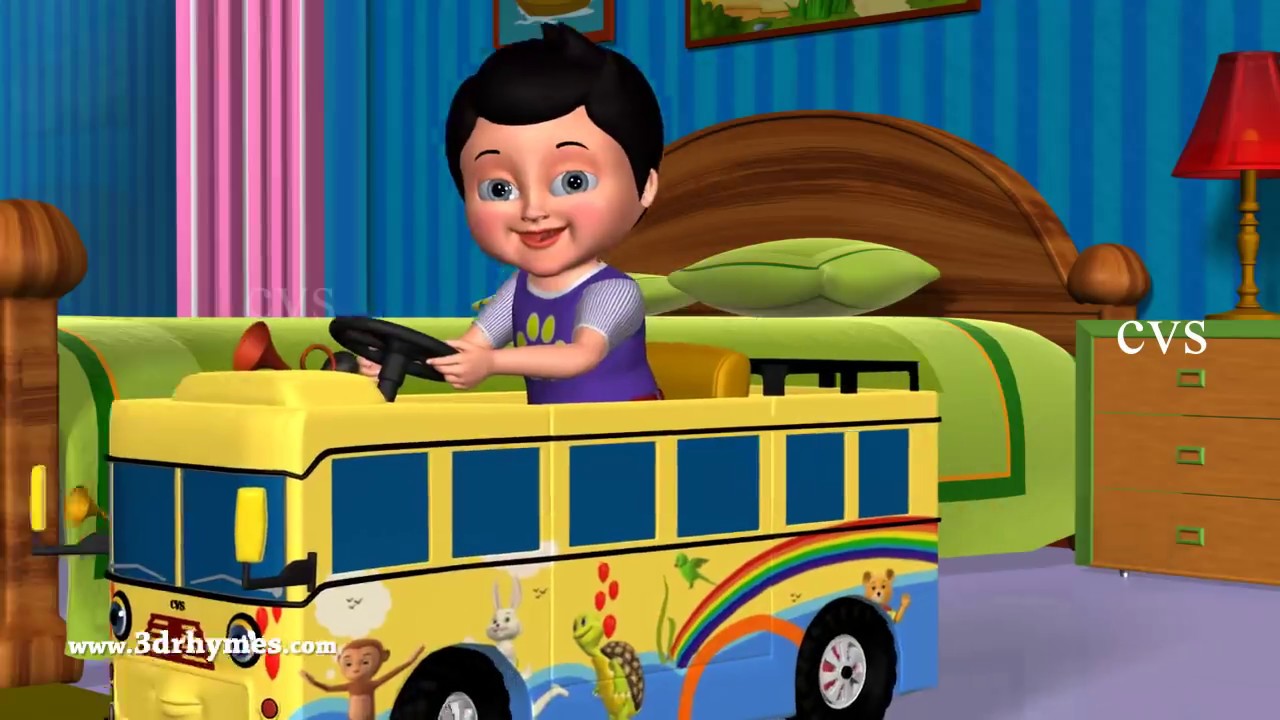 Wheels on the Bus, Car, Auto, Jeep, Truck, Tractor and Van - 3D Nursery  Rhymes & Songs - YouTube