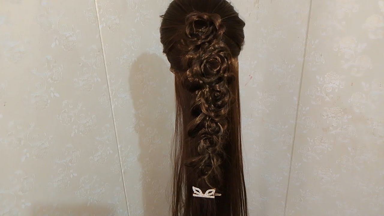 Messy Braid Hairstyles With Flower For Party Function With Half Open