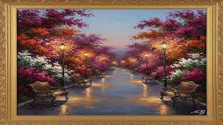 screen painting of a beautiful night atmosphere with soft yellow lighting and of beautiful flowers. screenshot 2