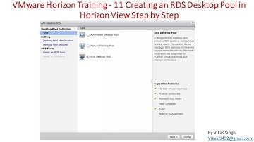 VMware Horizon Training | 11 - Creating an RDS Desktop Pool in Horizon View Step by Step