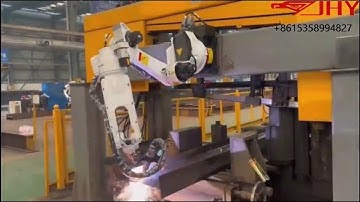 working efficiency greatly improved! H-beam steel plasma cutting on JHY gantry hanging robot arm