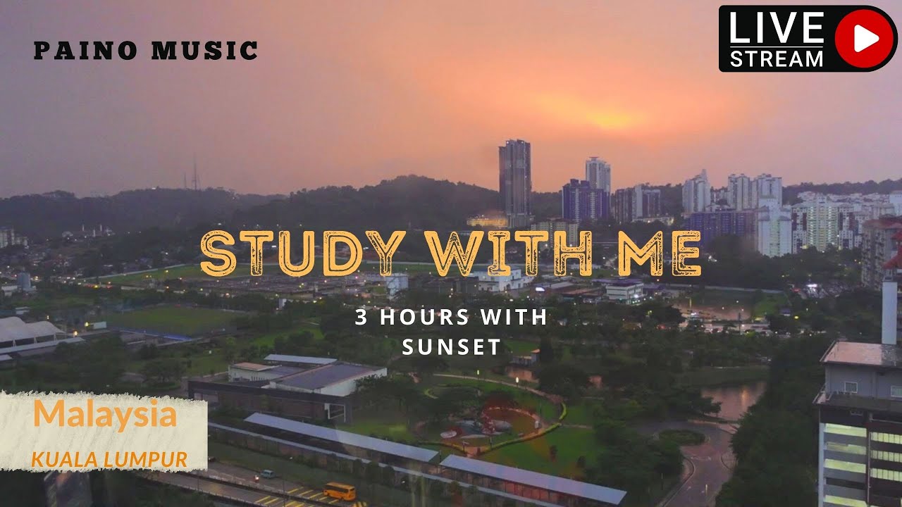 3 hours Study With Me | sunset LIVE Stream  | فديو دراسة لمدة3  ساعات| ادرس معي
