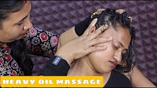 Barber Girl Pakhi Received Heavy Oil Head Massage | Hair Scratching | Ear Massage | ASMR