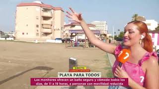 Baño asistido proporcionado por Multimur en las playas de Murcia 🌊♿