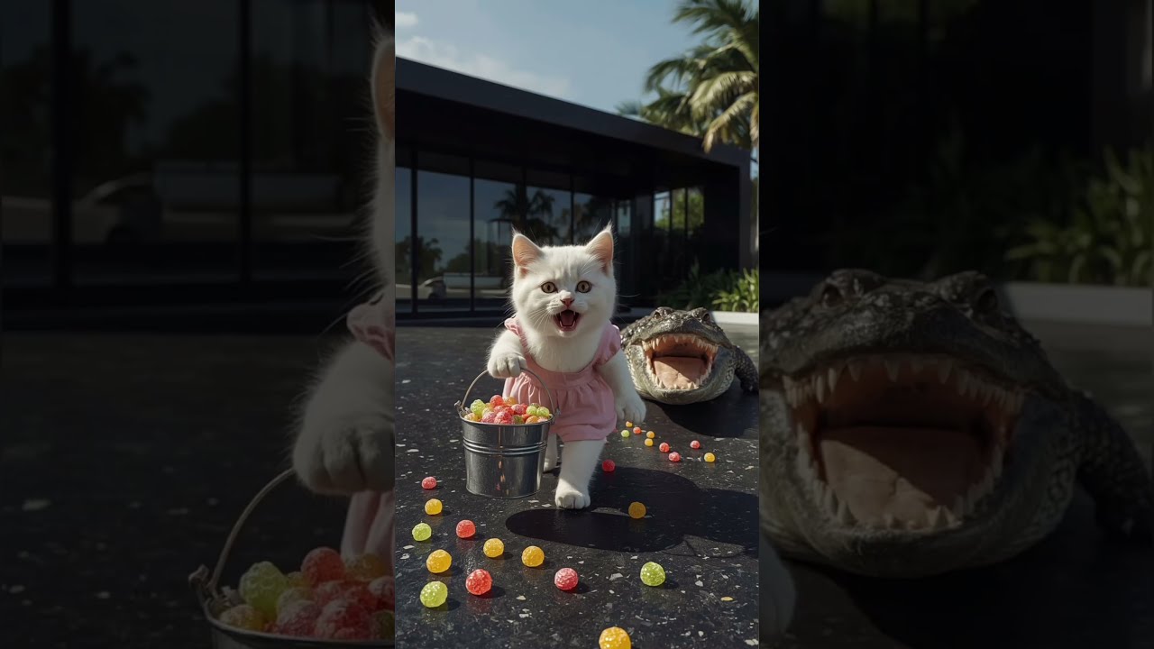 Cat Eating Gummy Hippo Crocodile Octopus Gorilla Funny