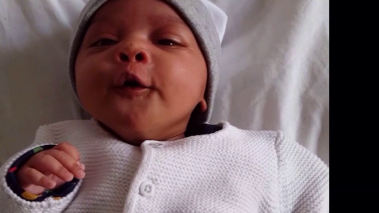 6 WEEK old baby says hello to her mamma YouTube