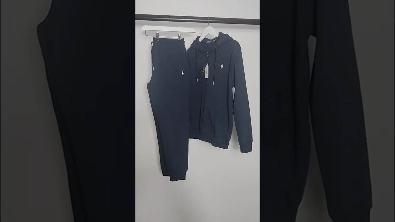 Polo Ralph Lauren Men's Navy Full-Zip Cotton Tracksuit - Size L | Designer Outlet