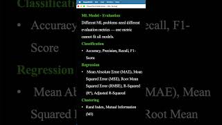 ML-20| Evaluation Metrics for all Machine Learning  | Machine Learning in 3 Minutes #nlp #1million