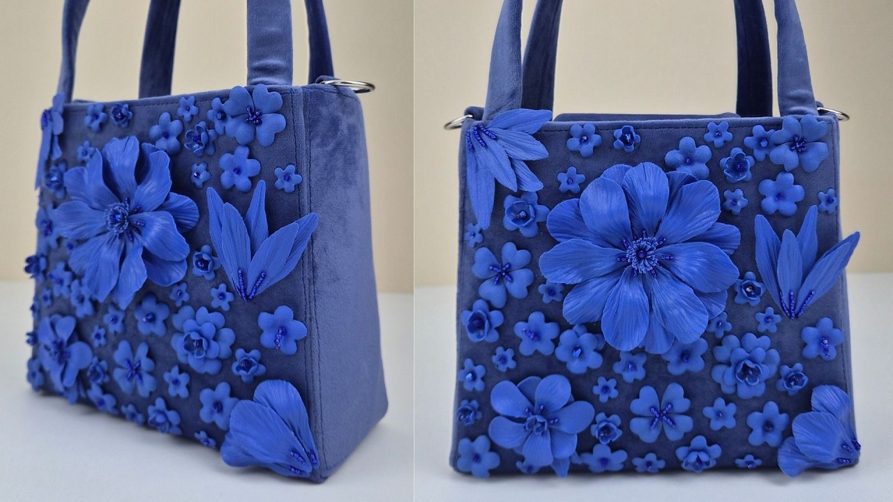 DIY сумка с объемными цветами за час