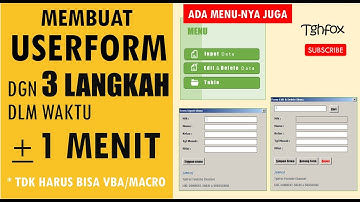 Excel - Membuat Userform VBA dgn 3 langkah dlm waktu 1 menit, tanpa harus bisa VBA