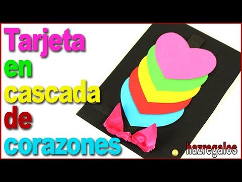 TARJETA EN CASCADA DE CORAZONES - YouTube