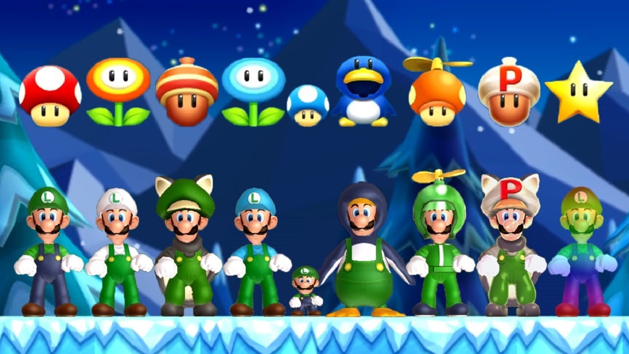 New Super Mario Bros U Deluxe All Luigi Power Ups Youtube