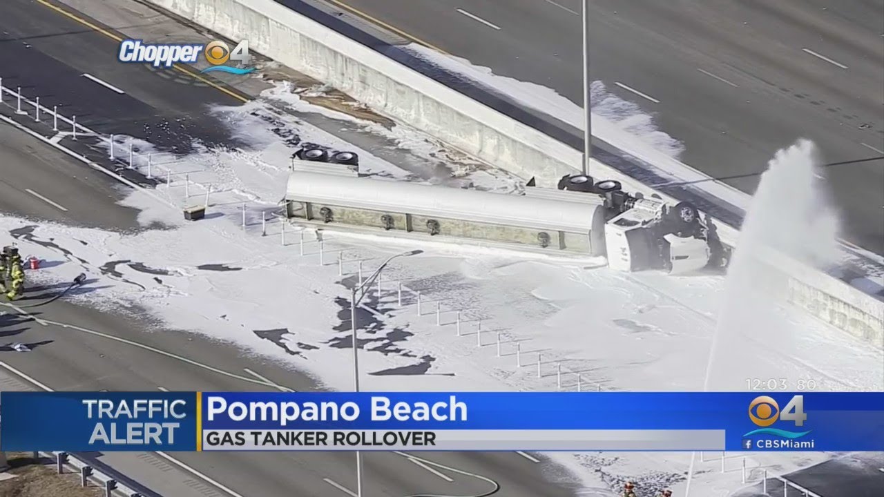 Overturned Gas Tanker On I-95 - YouTube