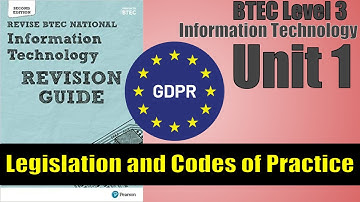 BTEC Level 3 IT - Unit 1 - P26 - Protecting Data - Legislation and Codes Of Practice