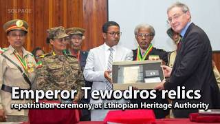 Handover ceremony at the EHA of relics of Emperor Tewodros and a bracelet donated by Lord Napier.