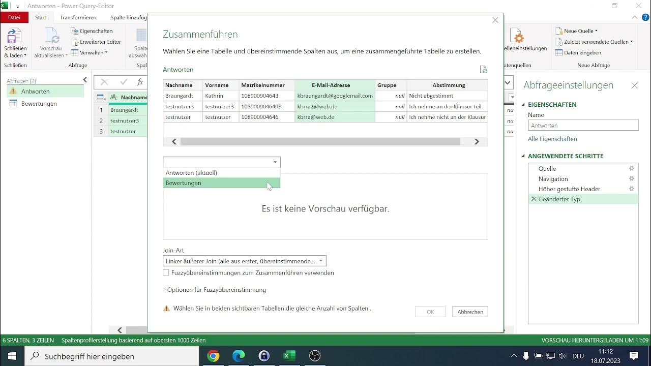 Moodle daten aus bewertungen und abstimmung per excel power query