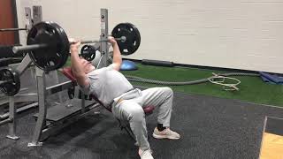 John Krasinski strict pressing 225 on the incline