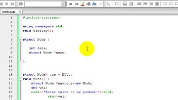 Stack implementation using linked list in C++(with push and pop operations, complete program)