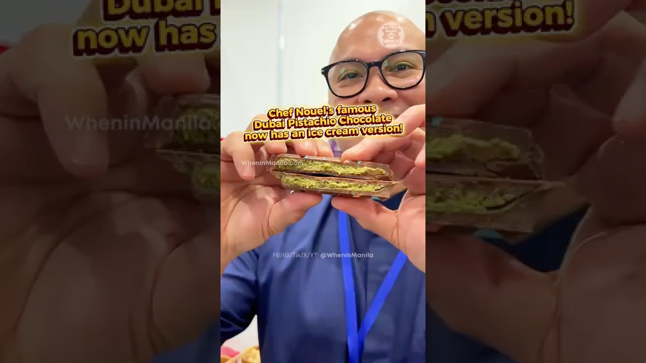 Шеф-повар Нуэль представил свое новое мороженое «Фисташка Кунафа» с шоколадом во время своей живо...