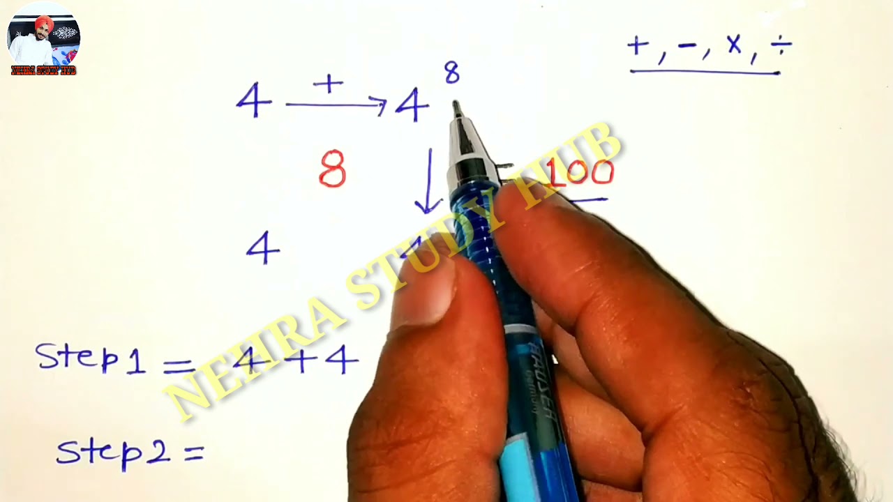 4 4 4 4 8 Answer 100 Ganit Ki Paheli Ganit Ki Majedar Paheliyan 4 4 4 4 8 Nehra Sir Youtube