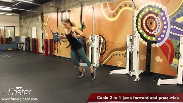 Base Exercise Cable Jump 2 to 1 Forward with Press Wide