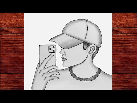 [KOLAY] Selfie Çeken Erkek Çizimi - Şapkalı Erkek Resmi Çizimi - How to draw A Boy Taking A Selfie