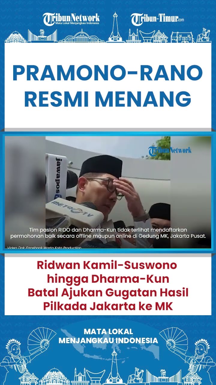 SHORT Pramono-Rano Resmi Menangkan Pilkada Jakarta, RIDO \u0026 Dharma-Kun Batal Ajukan Gugatan ke MK!