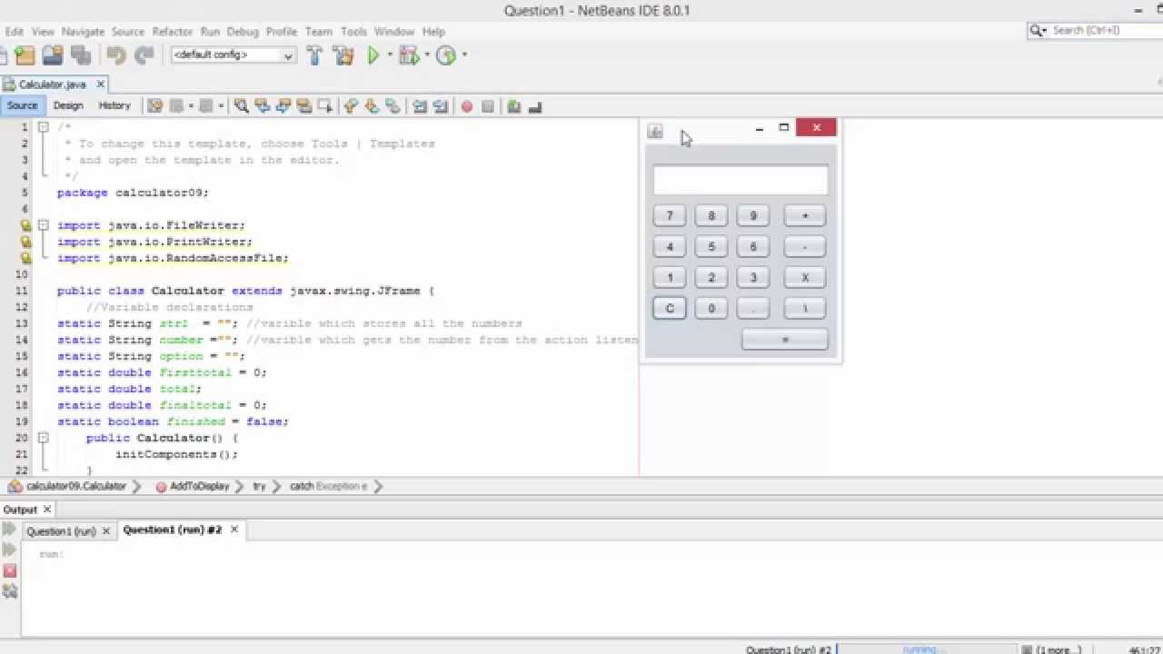 calculator program java using netbeans