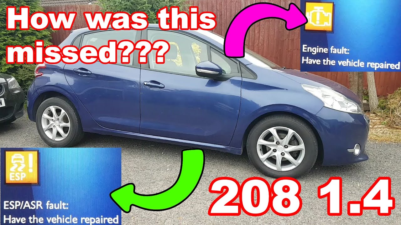 Peugeot 208 ESP and Engine lights ON... Fault finding and repair. - YouTube