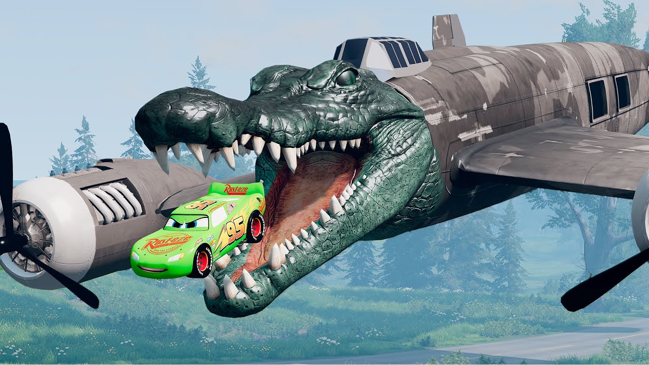 Epic escape from Lightning McQueen Eater, Bombardiro Crocodilo, Mack Eater | BeamNG.Drive