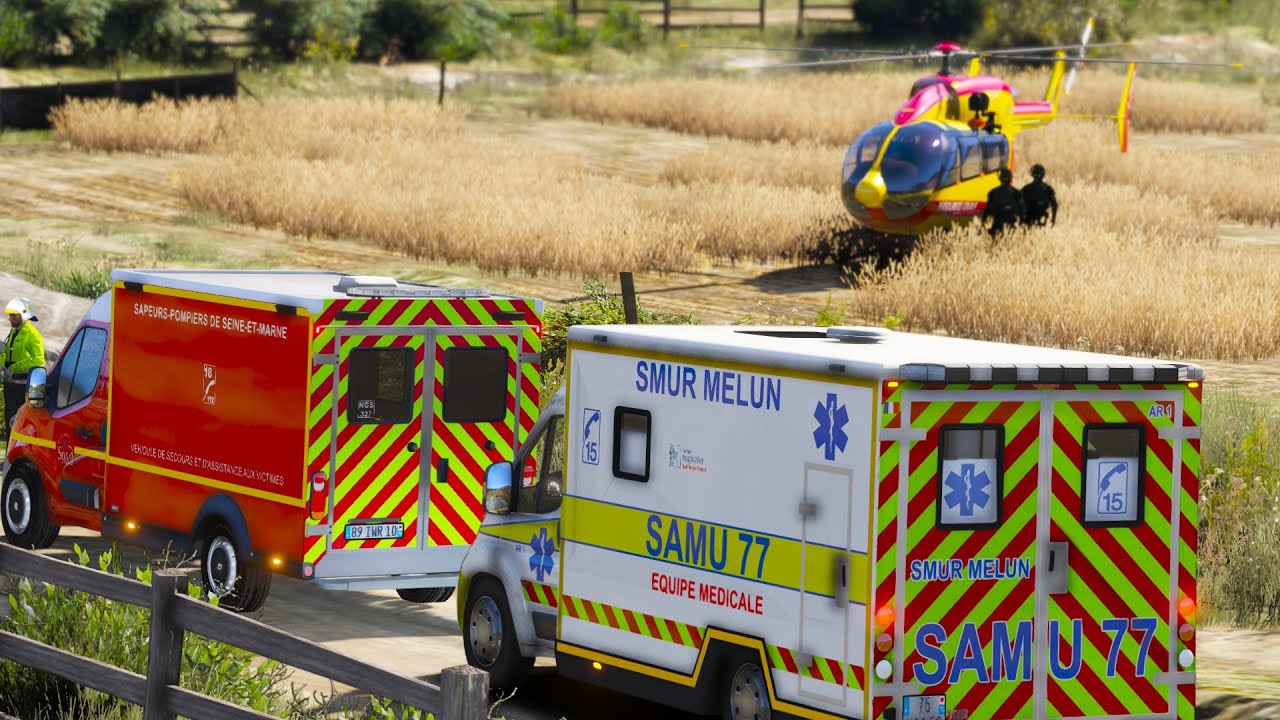 [GTA5] GROS ACCIDENT DE MOTO L'HÉLICOPTERE EST SUR PLACE | SDIS-77