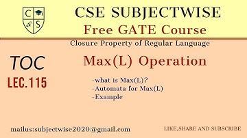 Lec 115 MAX(L) Operation for Regular Operation