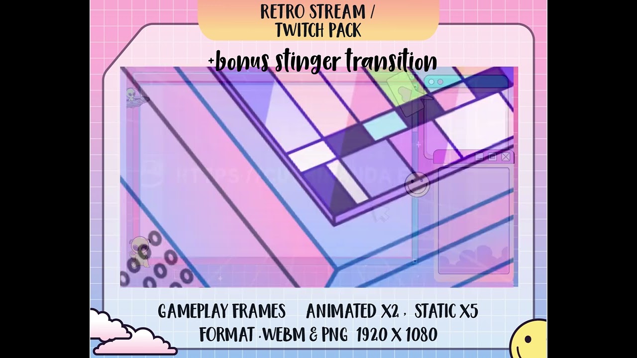 Twitch Retro Computer Overlay, Animated and Static Stream Gameplay frames