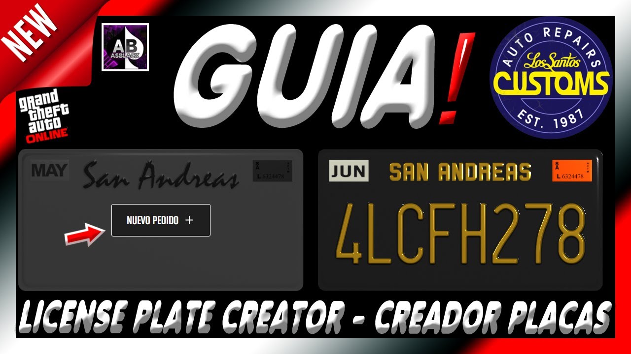 LICENSE PLATE CREATOR CREADOR PLACA MATRICULA DISPONIBLE GTAV