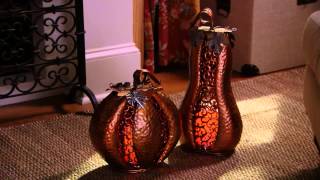 2 Piece Lit Pierced Metal Pumpkins by Valerie with Carolyn Gracie