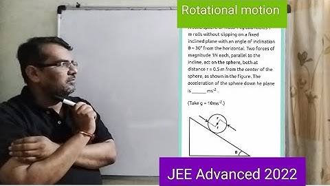 A solid sphere of mass1 kg and radius 1m rolls without slipping on a fixed inclined plane with an an