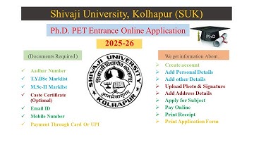Shivaji University PhD entrance exam online application 2025-26 // PET entrance exam 2025 #phd #suk