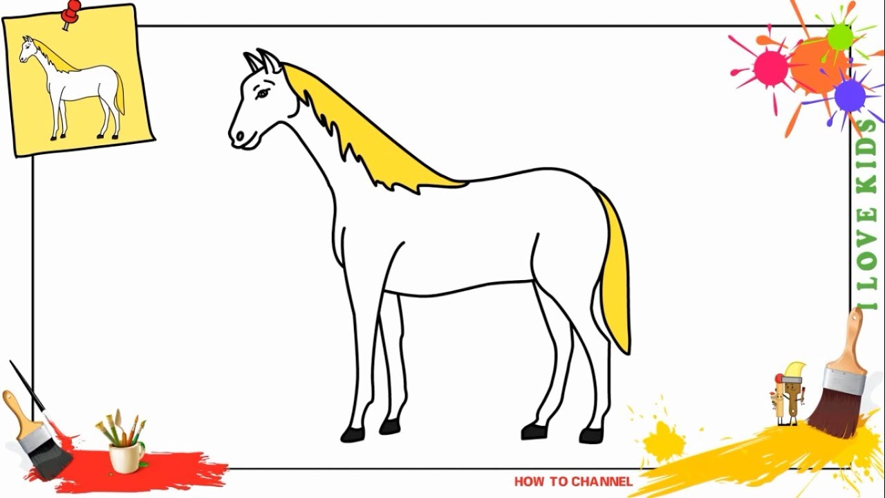 How to draw a horse EASY & SLOWLY step by step for kids