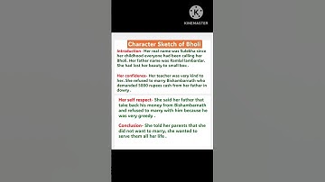 character sketch of bholi // Bholi ka character sketch #shorts#englishclass10 #2025