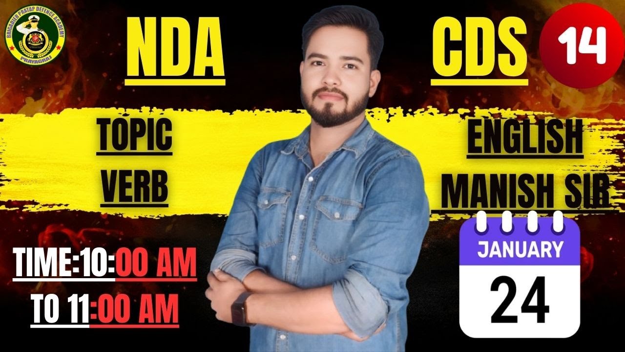 NDA/CDS | ENGLISH |  VERB🔰 Expert faculty | By Manish Sir | Contact us-8604897744