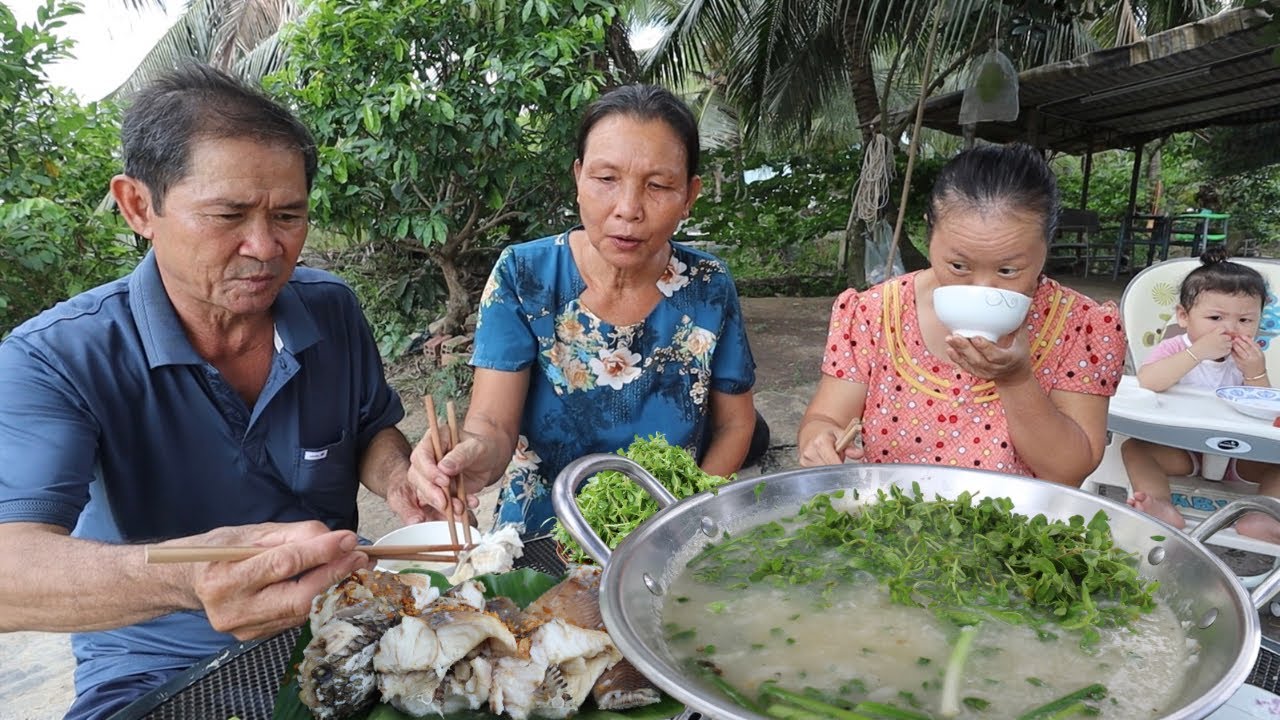 Đặc sản miền tây CHÁO CÁ LÓC RAU ĐẮNG, ỐC XÀO BƠ TỎI, mừng vụ cá mới