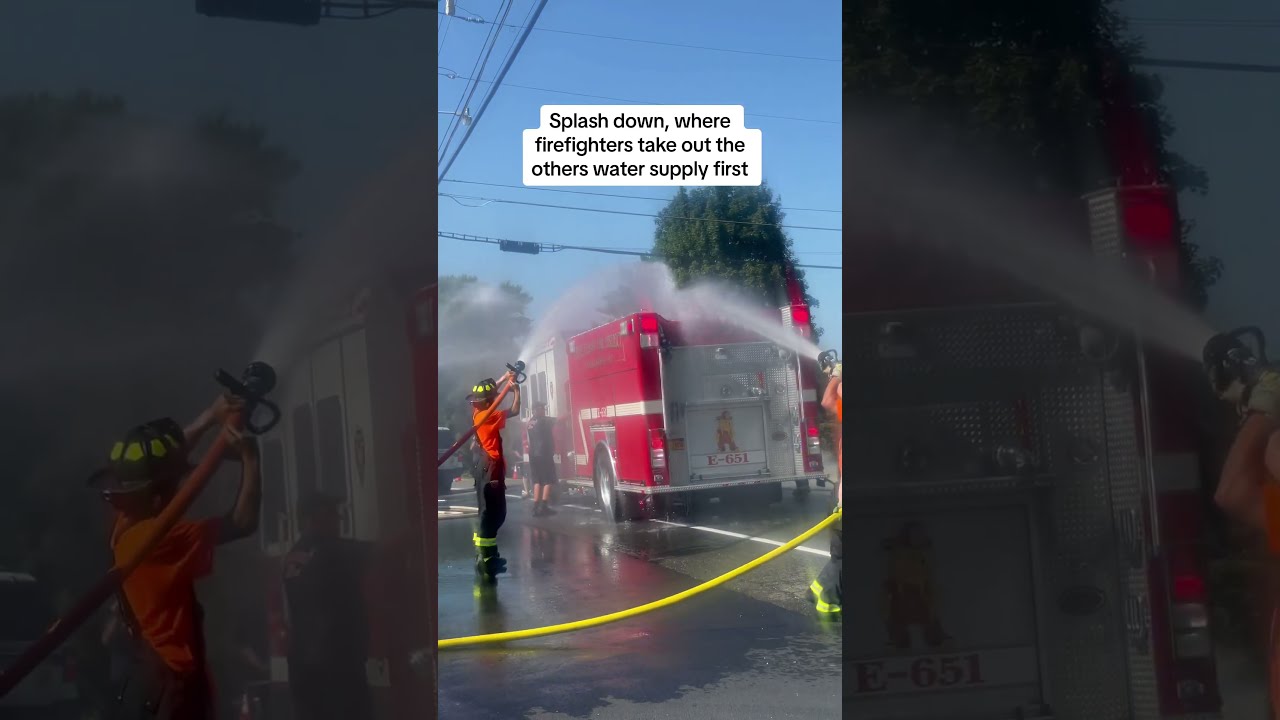 Fire Fighters Battle It Out Splashdown Firefighter Firefighters